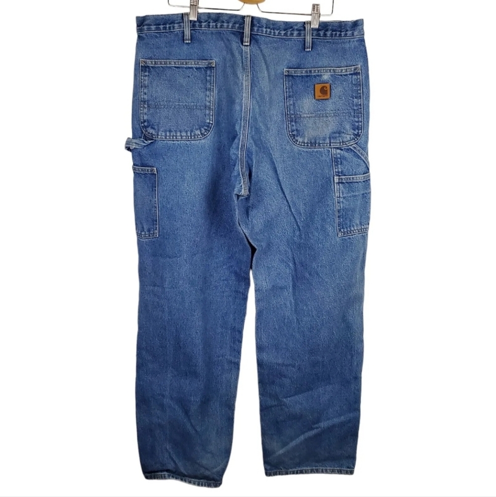 Carhartt Men's B237 DST Carpenter Denim Blue Jeans Sz 40 x 32 - Picture 2 of 3